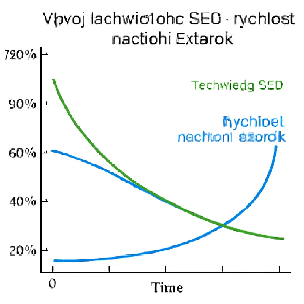 Graf ukazující pokrok v technickém SEO a rychlost načítání