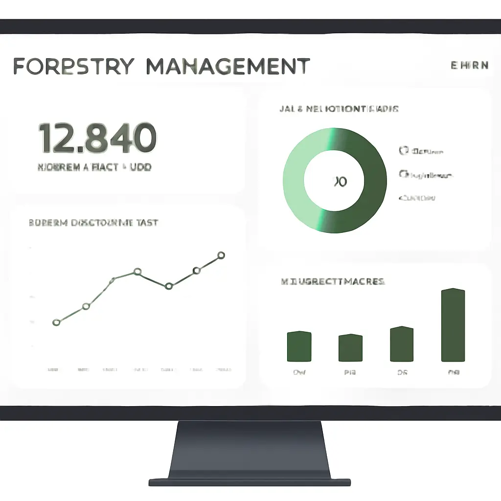 Dashboard s metrikami správy lesa a srovnáním výkonu