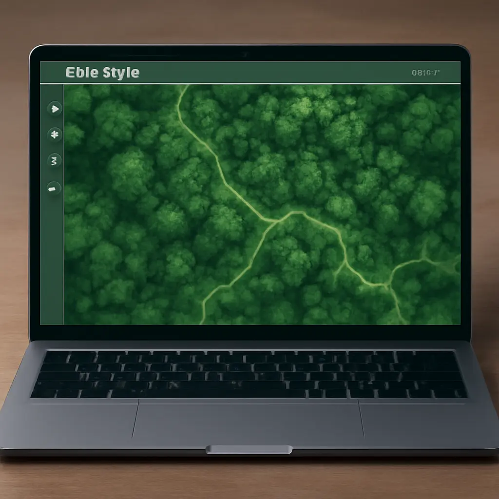 Digitální mapa lesa Digitální mapa lesního porostu na obrazovce