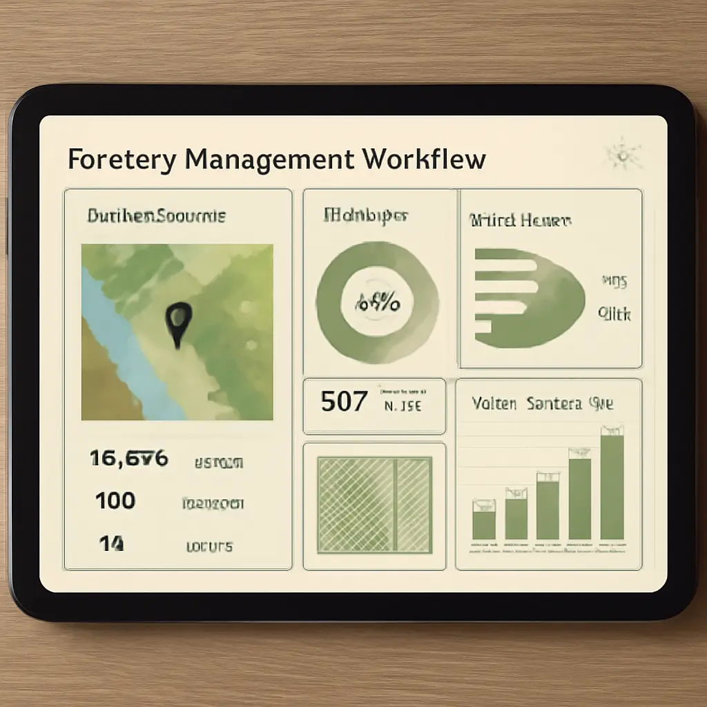 Ilustrace workflow správy lesa a webových rozhraní