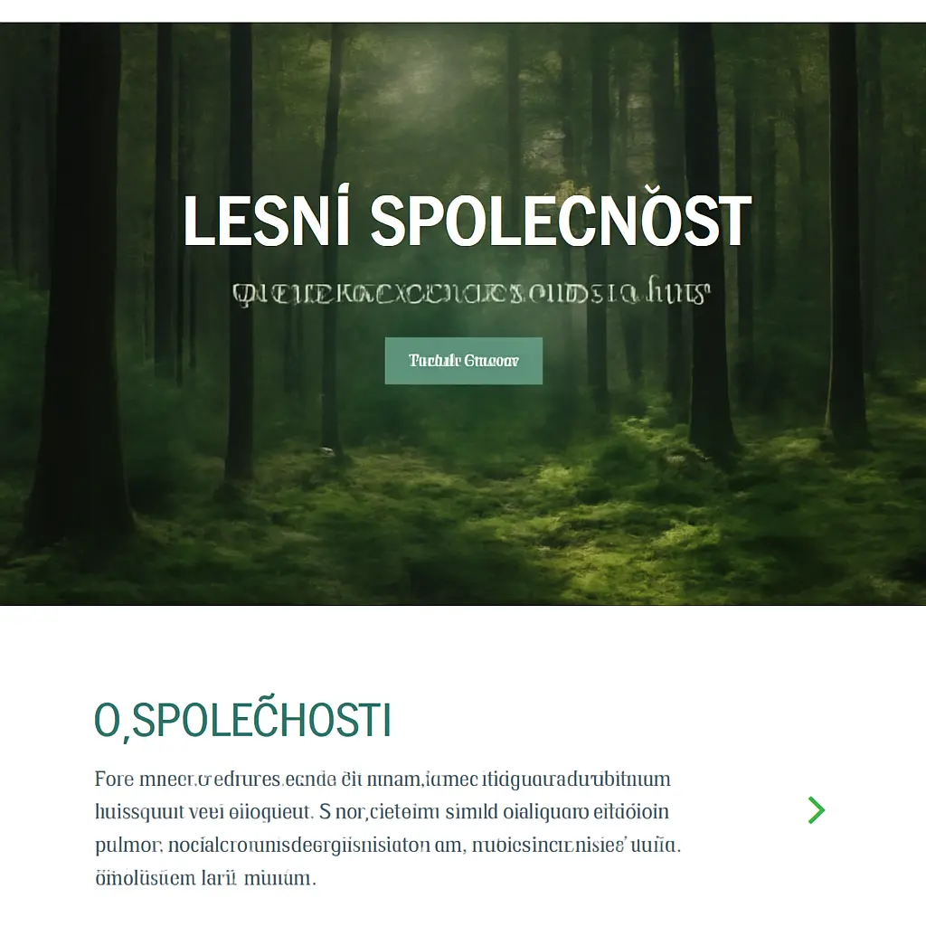Náhled webu lesní společnosti s přírodním motivem